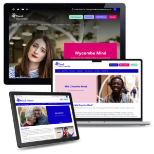 Image of websites created with free Mind template displayed on various devices