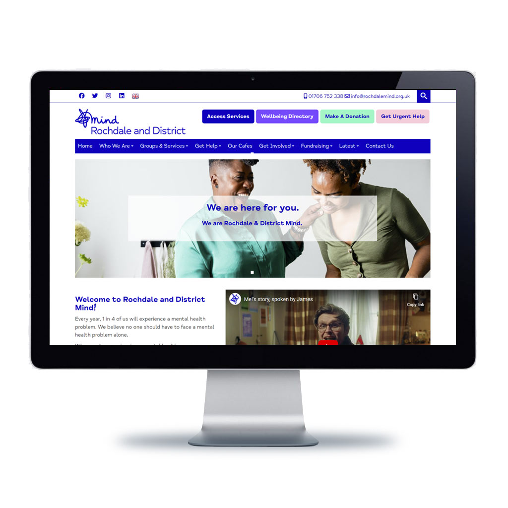Image of Mind in Rochdale and District website displayed on a computer screen