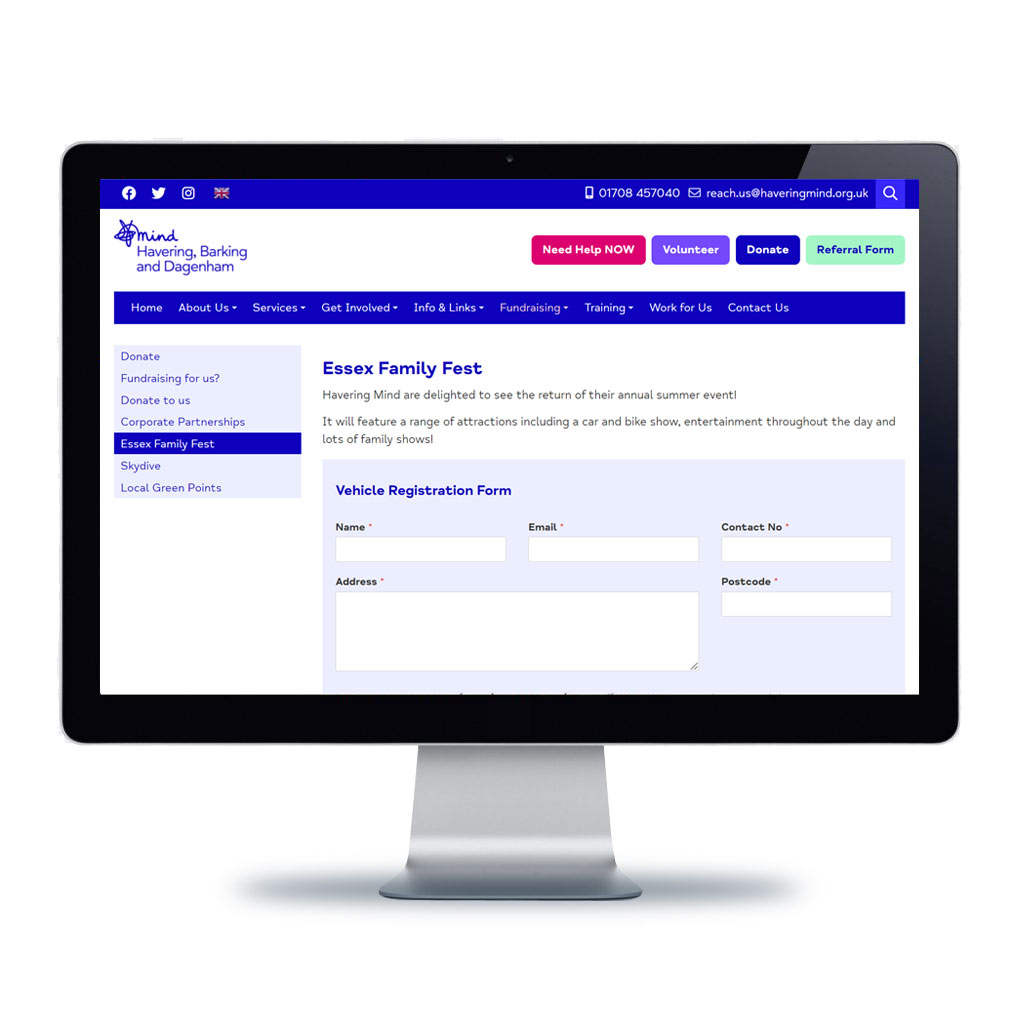 Image of computer displaying online booking form for Essex Family Fest