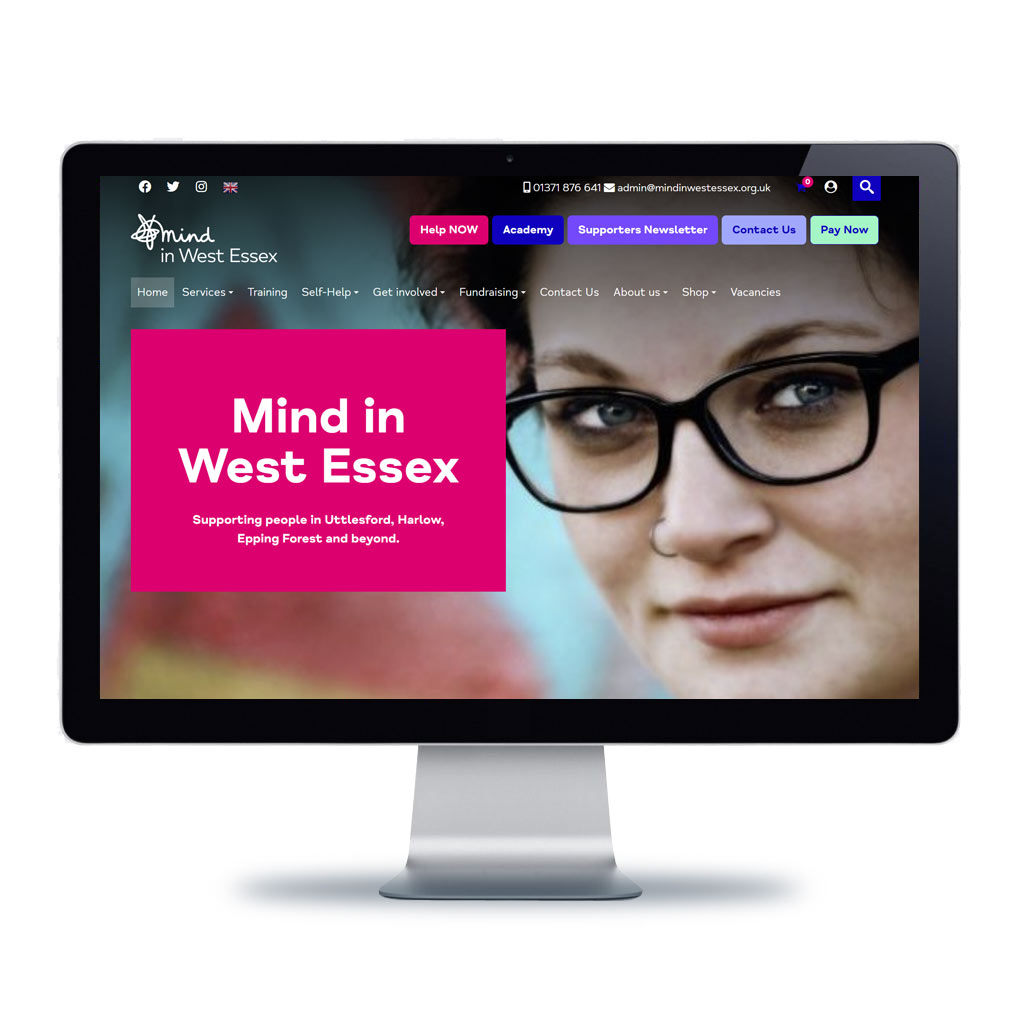 Image of Mind in West Essex website displayed on a monitor