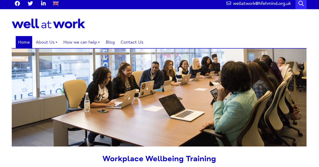 Screenshot of Well at Work website home page